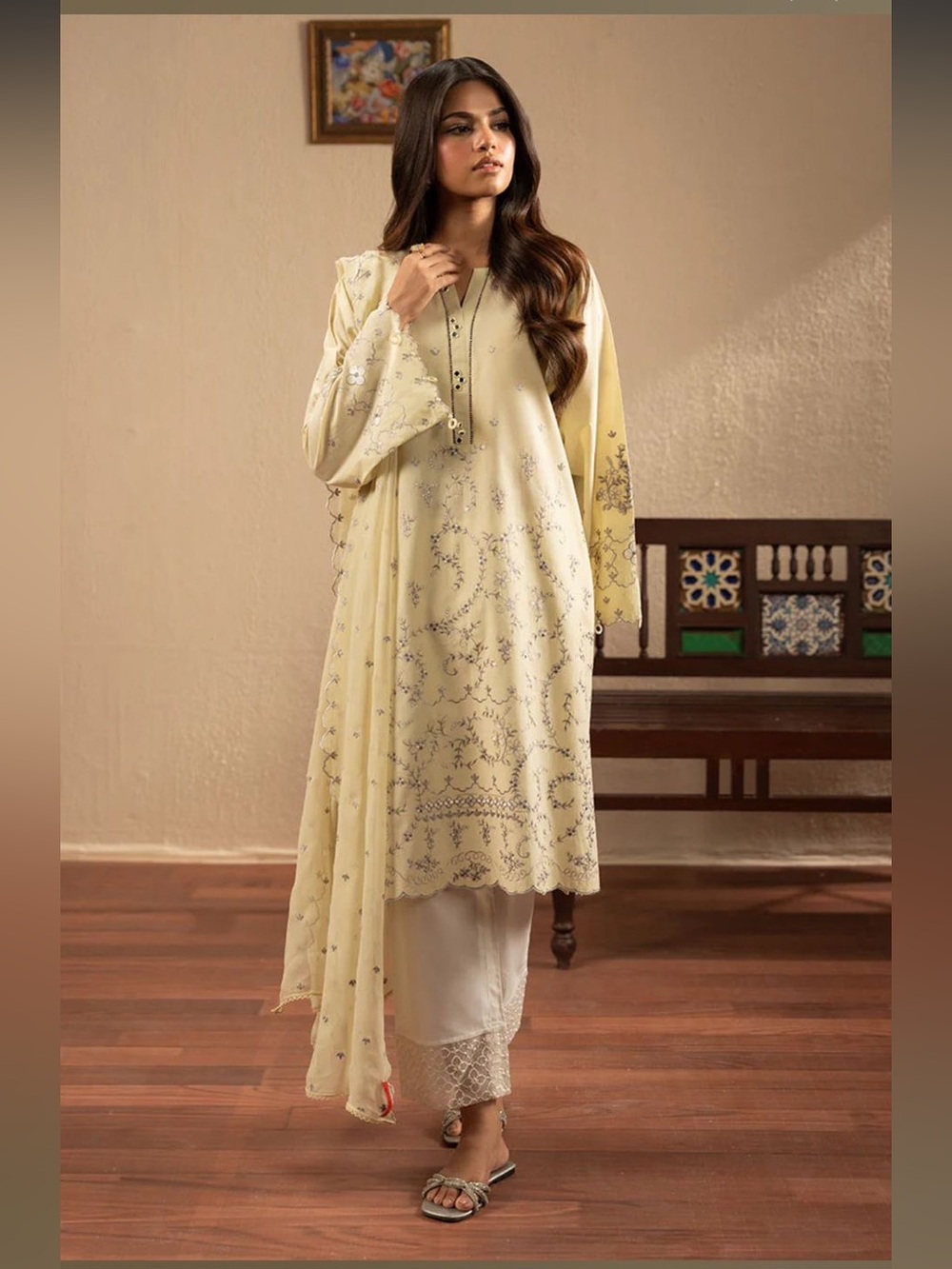 Elegant Yellow Embroidered Women’s Kurta Set